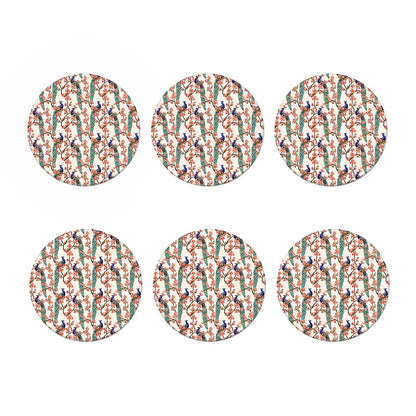 Cherry Blossom Peacock Print Coaster Set