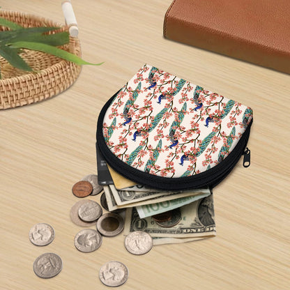 Cherry Blossom Peacock Print Coin Purse