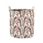 Cherry Blossom Peacock Print Collapsible Laundry Basket