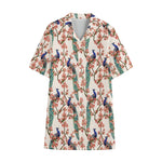 Cherry Blossom Peacock Print Cotton Hawaiian Shirt