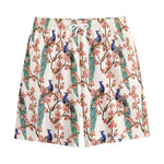 Cherry Blossom Peacock Print Cotton Shorts