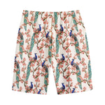 Cherry Blossom Peacock Print Cotton Shorts