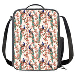 Cherry Blossom Peacock Print Crossbody Lunch Bag