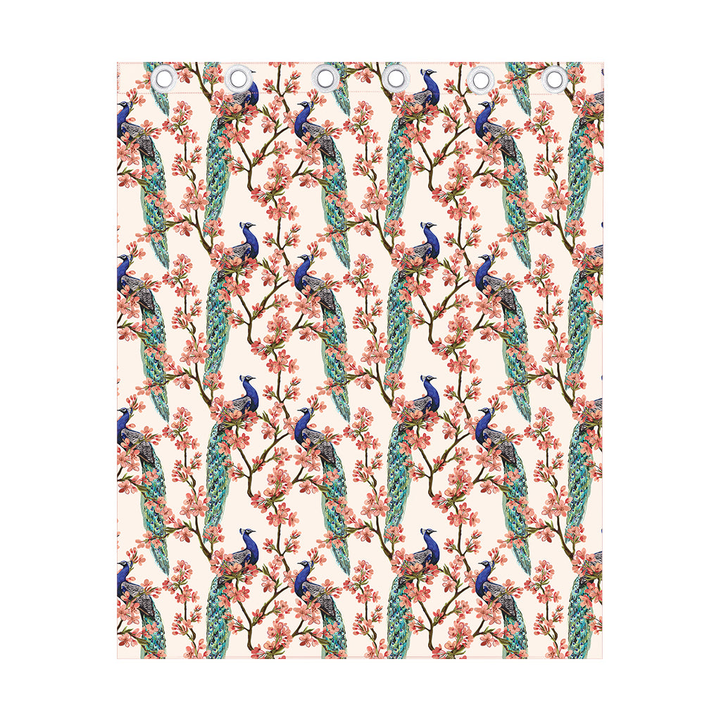 Cherry Blossom Peacock Print Curtain