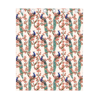 Cherry Blossom Peacock Print Curtain