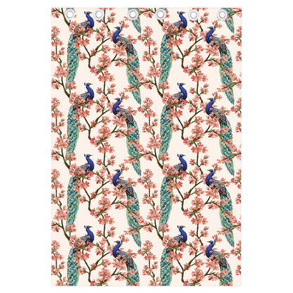 Cherry Blossom Peacock Print Curtain