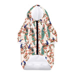 Cherry Blossom Peacock Print Dog Zip Up Hoodie