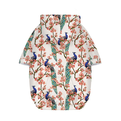 Cherry Blossom Peacock Print Dog Zip Up Hoodie