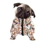 Cherry Blossom Peacock Print Dog Zip Up Jacket