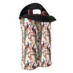 Cherry Blossom Peacock Print Double Neoprene Wine Tote