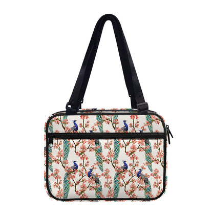 Cherry Blossom Peacock Print Double Strap Bible Bag