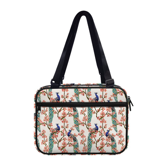 Cherry Blossom Peacock Print Double Strap Bible Bag