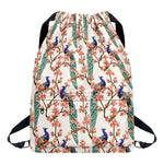 Cherry Blossom Peacock Print Drawstring Backpack
