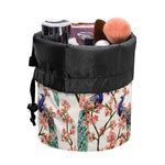 Cherry Blossom Peacock Print Drawstring Makeup Bag
