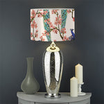 Cherry Blossom Peacock Print Drum Lamp Shade