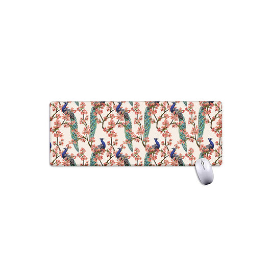 Cherry Blossom Peacock Print Extended Mouse Pad