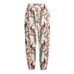 Cherry Blossom Peacock Print Fleece Lined Knit Pants