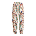 Cherry Blossom Peacock Print Fleece Lined Knit Pants