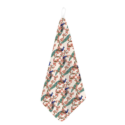 Cherry Blossom Peacock Print Hand Towel