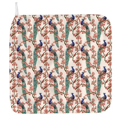 Cherry Blossom Peacock Print Hand Towel
