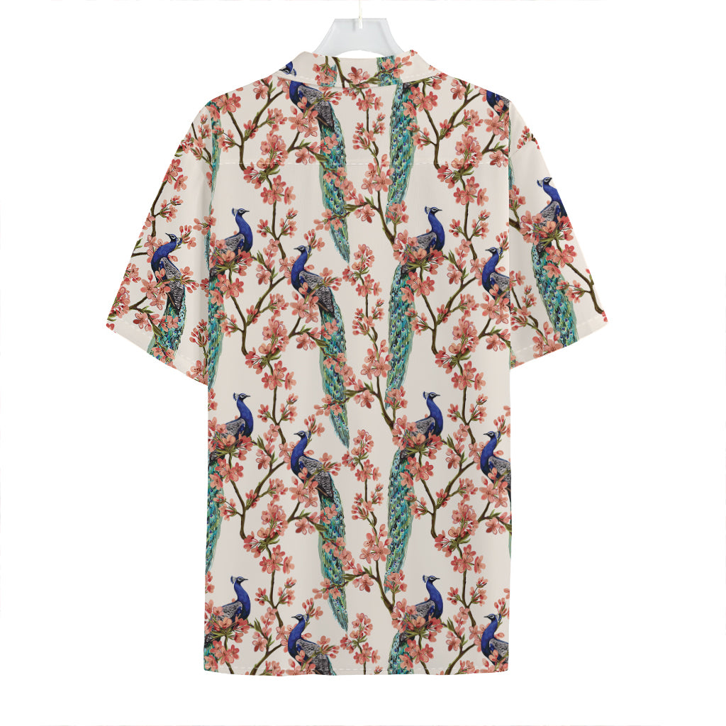 Cherry Blossom Peacock Print Hawaiian Shirt