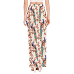 Cherry Blossom Peacock Print High Slit Maxi Skirt