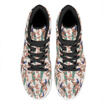 Cherry Blossom Peacock Print High Top Leather Sneakers