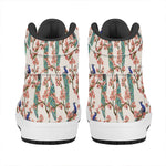 Cherry Blossom Peacock Print High Top Leather Sneakers