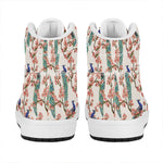 Cherry Blossom Peacock Print High Top Leather Sneakers