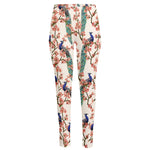 Cherry Blossom Peacock Print High-Waisted Pocket Leggings