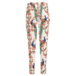 Cherry Blossom Peacock Print High-Waisted Pocket Leggings