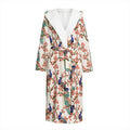 Cherry Blossom Peacock Print Hooded Bathrobe