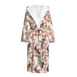 Cherry Blossom Peacock Print Hooded Bathrobe