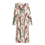 Cherry Blossom Peacock Print Hooded Bathrobe