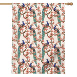 Cherry Blossom Peacock Print House Flag