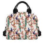 Cherry Blossom Peacock Print Insulated Lunch Bag