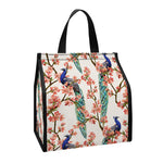 Cherry Blossom Peacock Print Insulated Lunch Tote