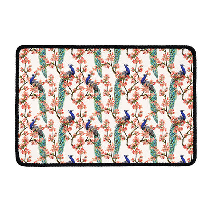 Cherry Blossom Peacock Print Kitchen Mat