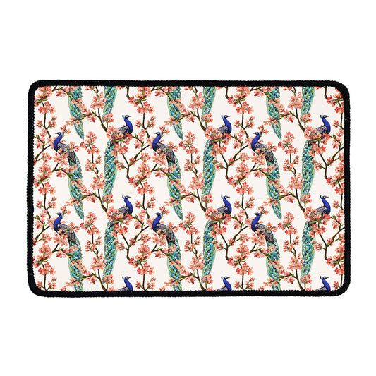 Cherry Blossom Peacock Print Kitchen Mat