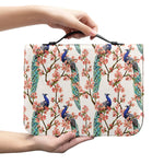 Cherry Blossom Peacock Print Leather Bible Cover