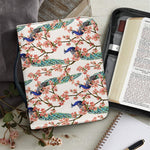 Cherry Blossom Peacock Print Leather Bible Cover
