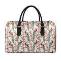 Cherry Blossom Peacock Print Leather Duffel Bag