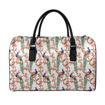 Cherry Blossom Peacock Print Leather Duffle Bag