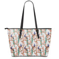 Cherry Blossom Peacock Print Leather Tote Bag With Zipper