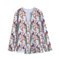 Cherry Blossom Peacock Print Long Sleeve Short Coat