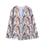 Cherry Blossom Peacock Print Long Sleeve Short Coat