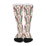 Cherry Blossom Peacock Print Long Socks