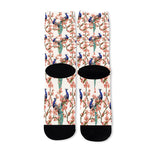 Cherry Blossom Peacock Print Long Socks