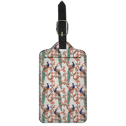 Cherry Blossom Peacock Print Luggage Tag