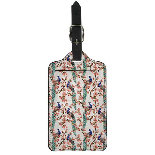 Cherry Blossom Peacock Print Luggage Tag